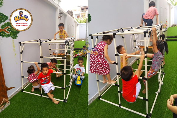 Cho trẻ chơi vận động với bộ xà đu đa năng